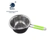 Mutually reinforcing silicone single-handle draining basin, stainless steel water filter basin, leaky basin, steel-handled rice sieve, fruit basket, washing basin, rice-washing basin, filter basin, rice-washing sieve, rice-washing machine, fruit and vegetable basket, multi-purpose basin, stainless steel closely-hole basket, single-handle rice sieve, kitchen Item Picture